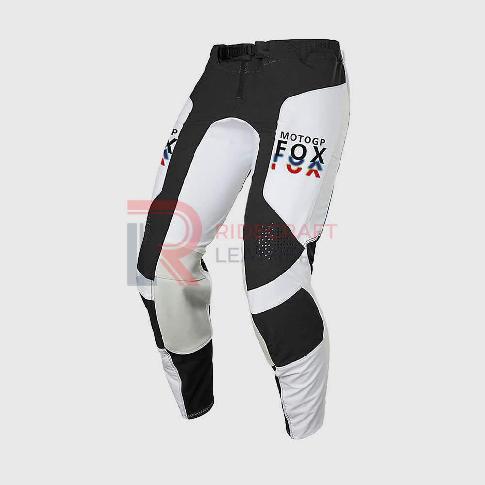 Black & White Leather Motogp Pants