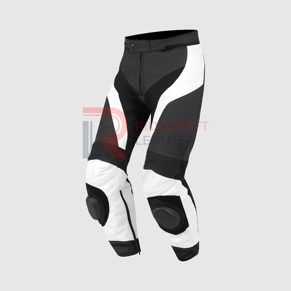 Black & White Leather Motogp Pants