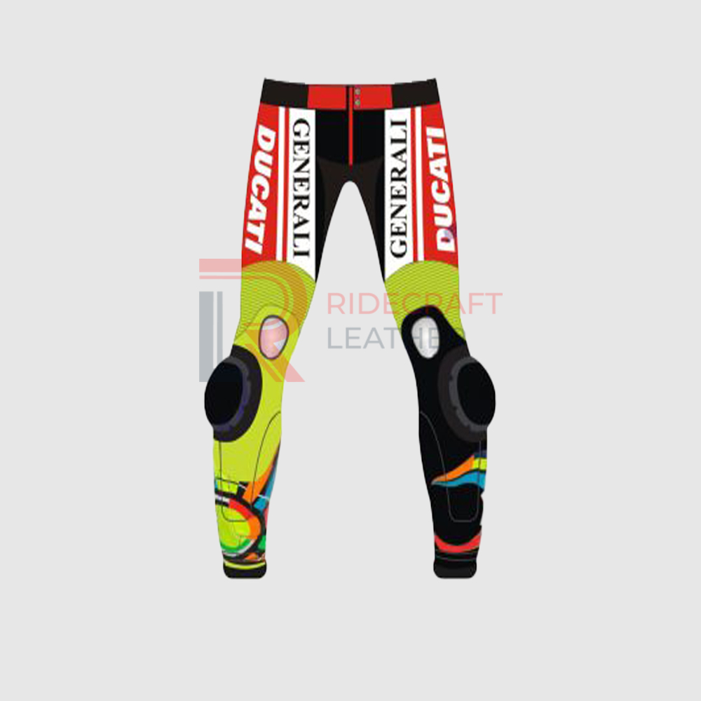 Red & Green Leather Motogp Pants