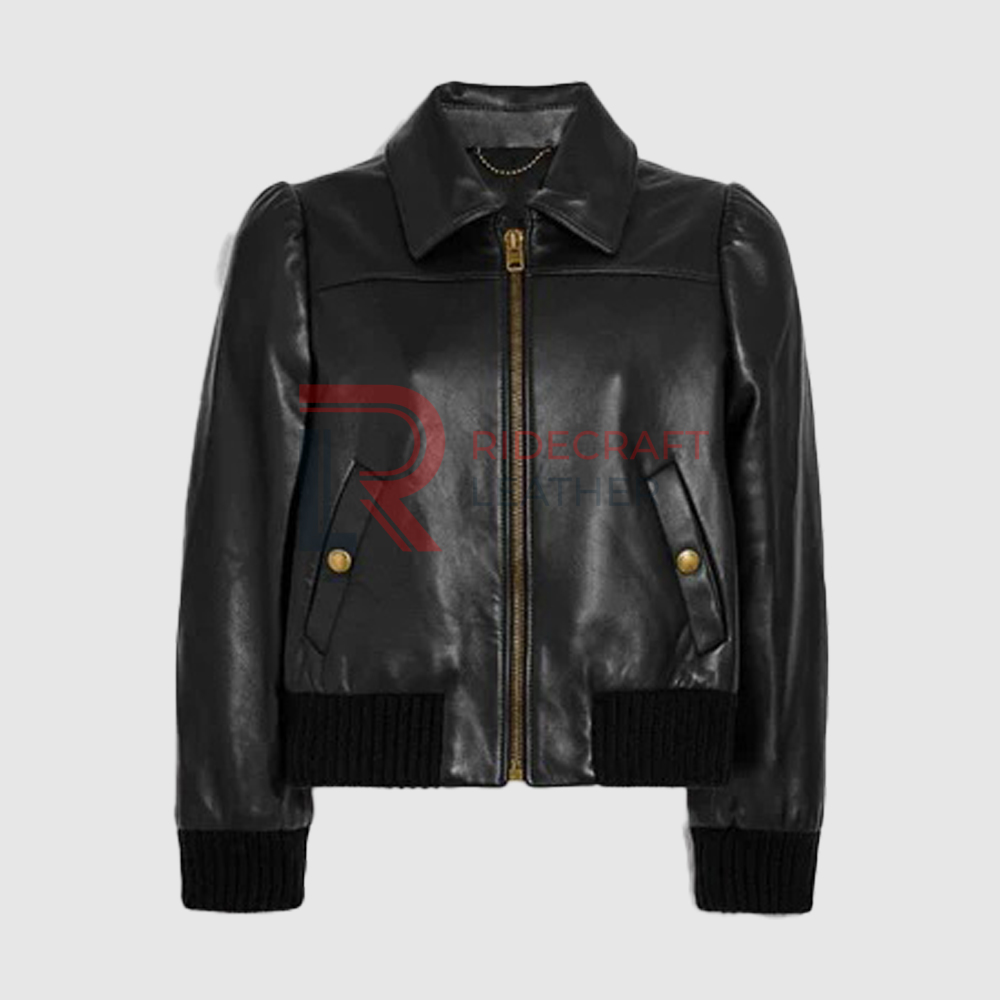 women Black Bomber Jacket