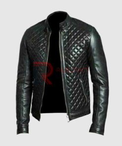 Mens Black Quilted Leather Jacket