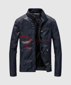 Mens Blue Biker Jecket