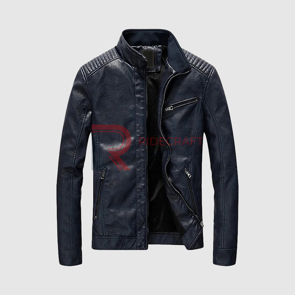 Mens Blue Biker Jecket
