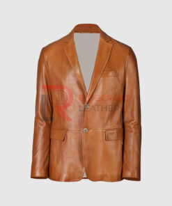 Men Brown Blazer Leather Coat