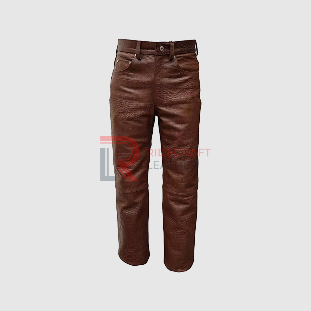 Mens Brown Leather Pants