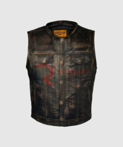 Mens Brown Leather Vest