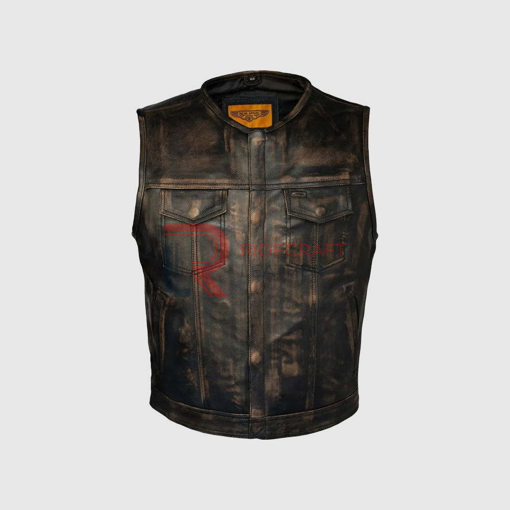 Mens Brown Leather Vest