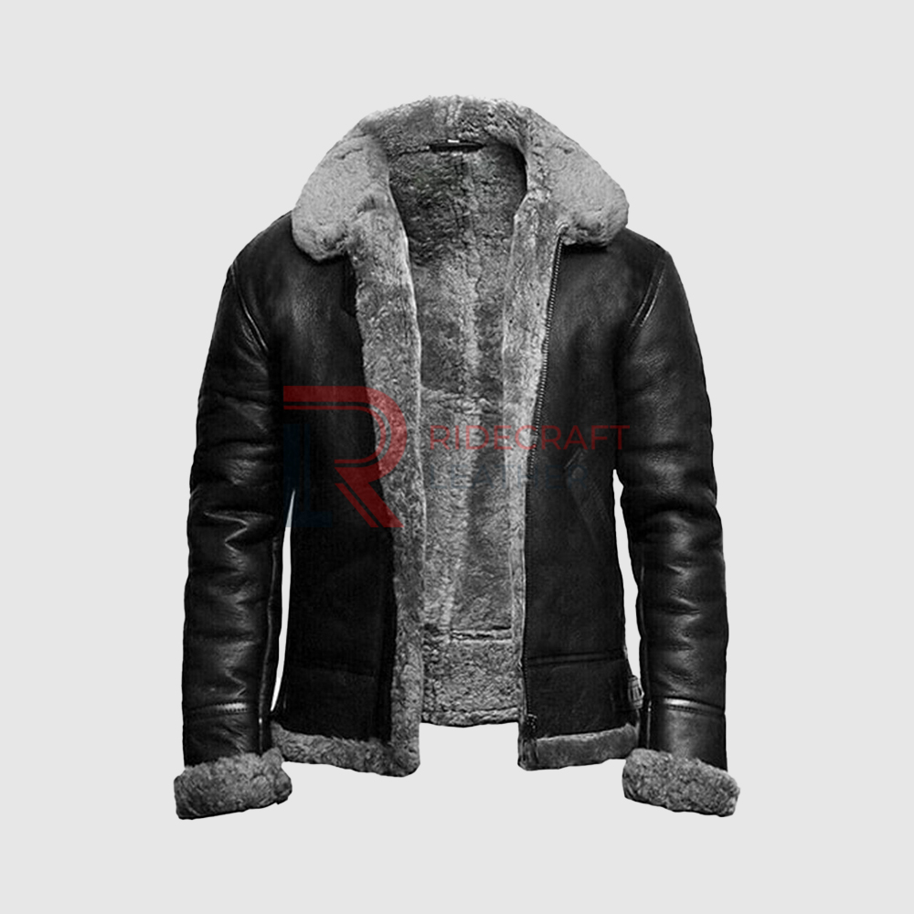 Mens Fur Black Leather Jackets