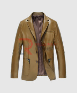 Men Brown Blazer Leather Coat