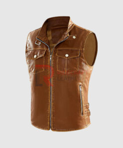 Mens Light Brown Leather Vest