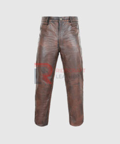 Mens Light Brown Leather Pants