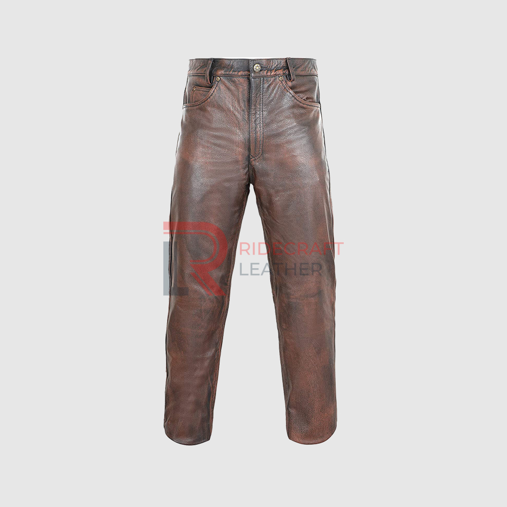 Mens Light Brown Leather Pants