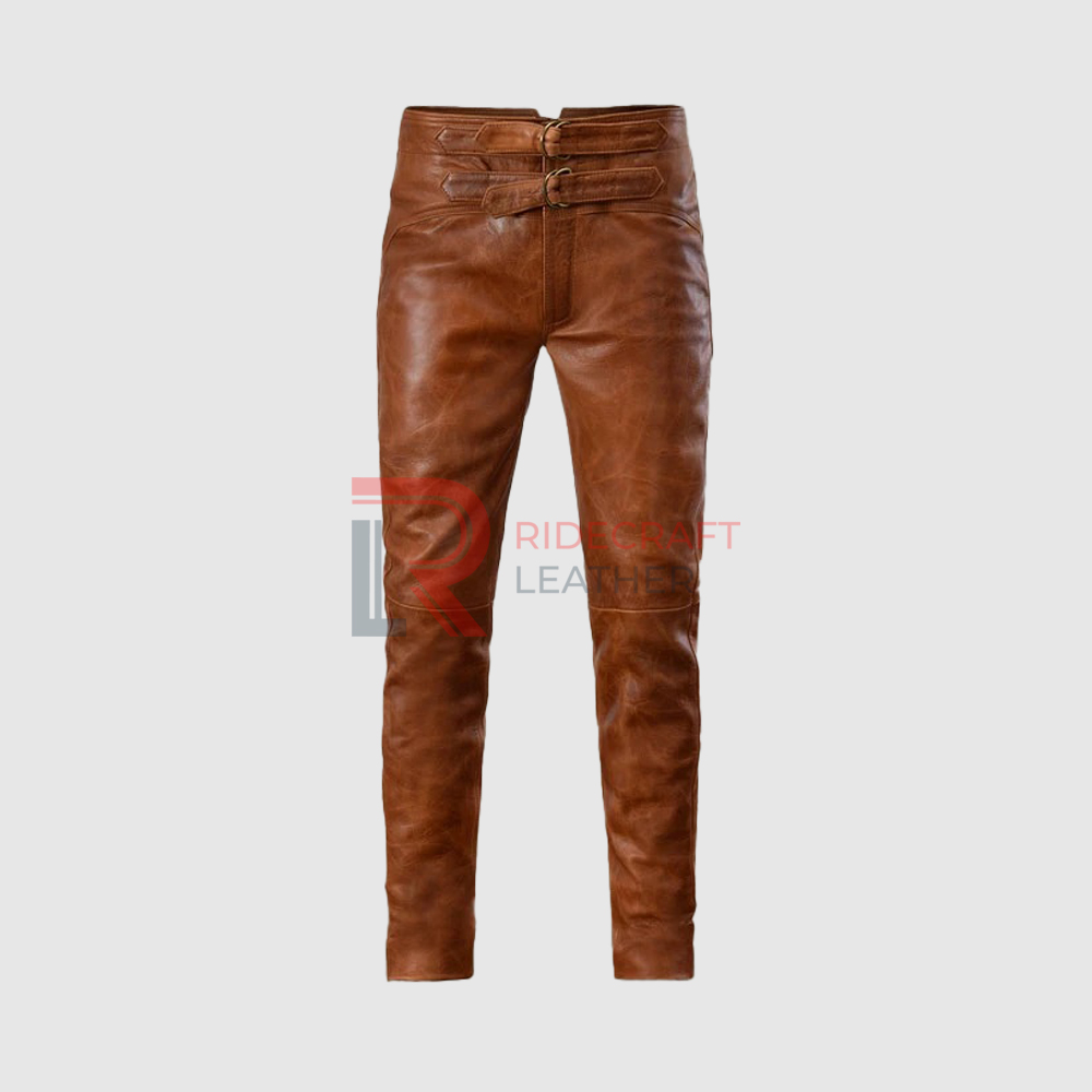 Mens Brown Leather Pants