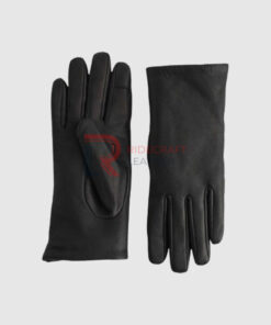 Women Black Leather Gloves