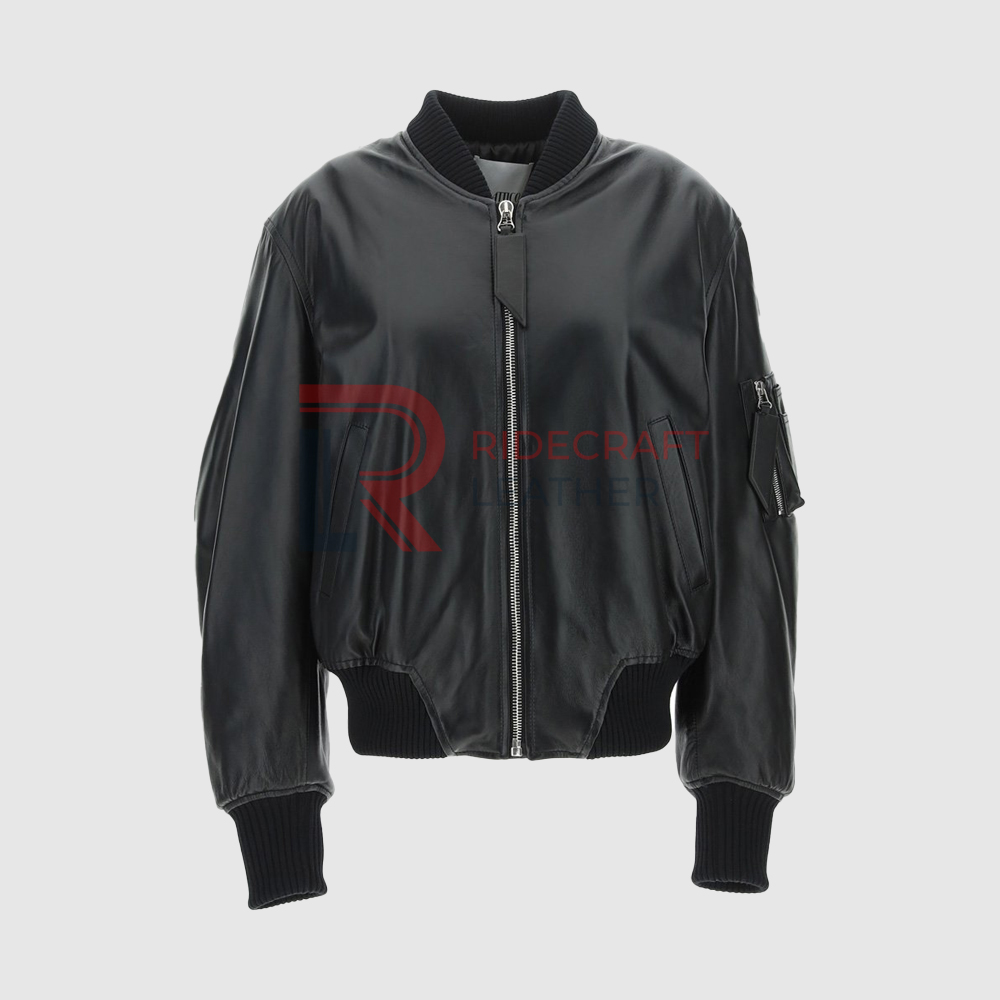 women Black Bomber Jacket
