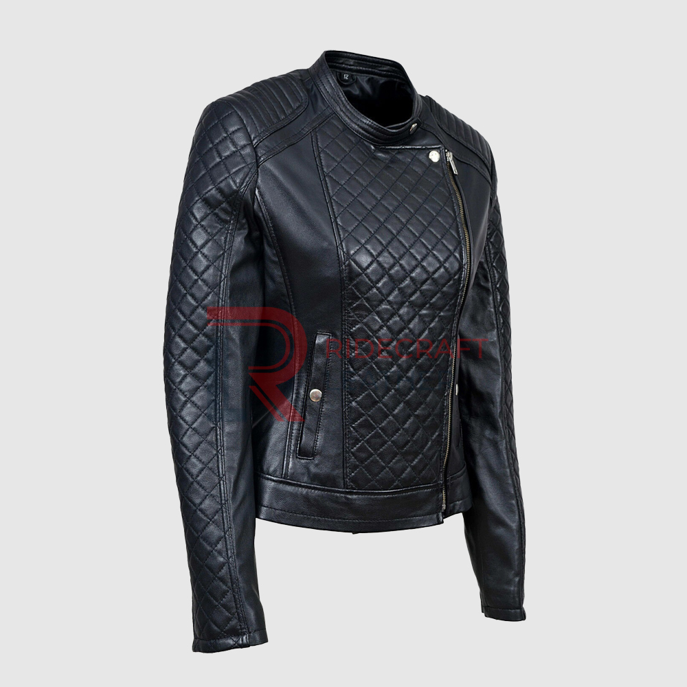 Women Black Quilted Jacket