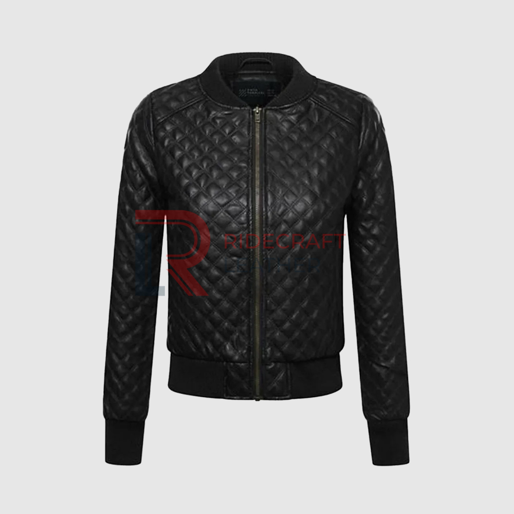 Women Black Quilted Jacket