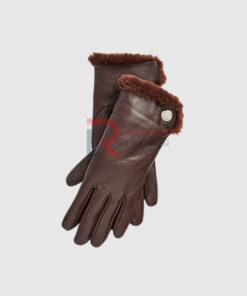 Women Brown Leather Gloves