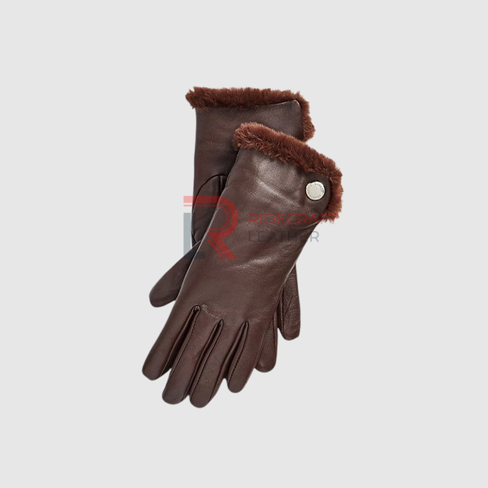 Women Brown Leather Gloves