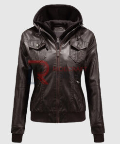 Women Brown Hooded Jacket