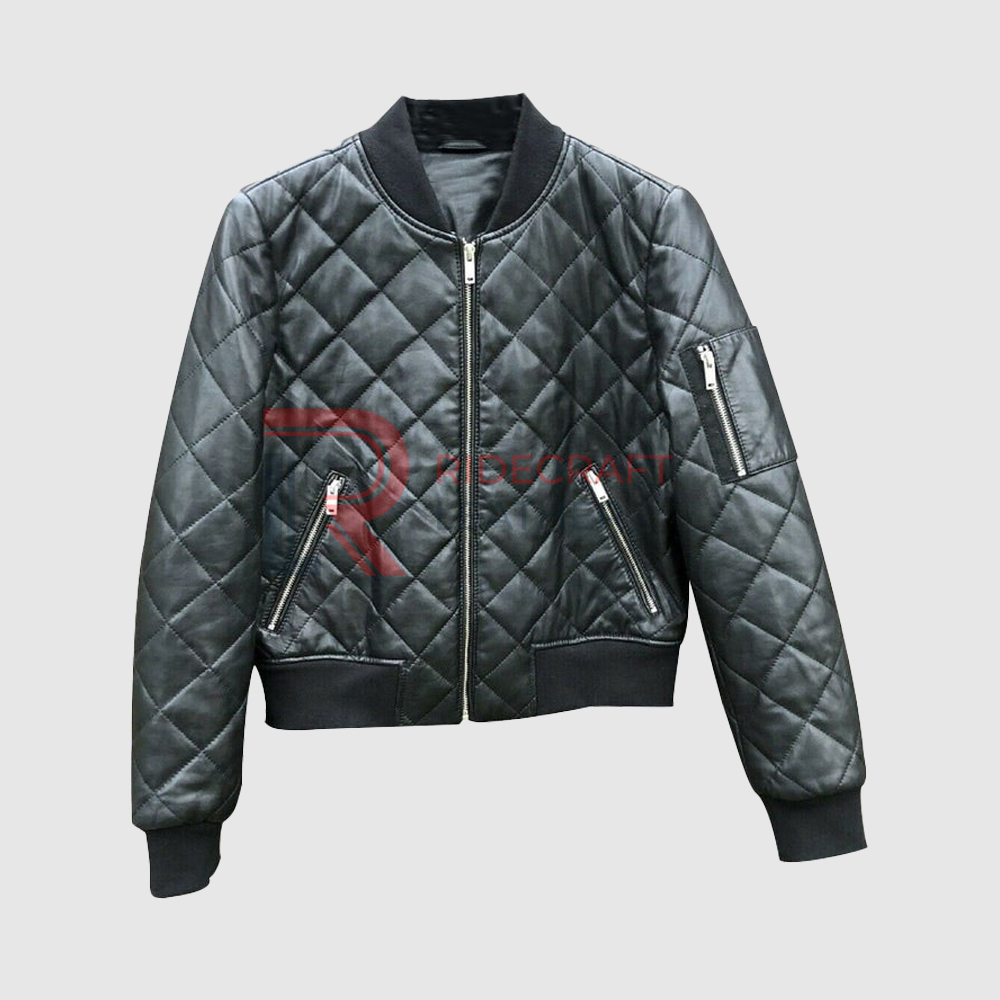 Women Grey Quilted Jacket