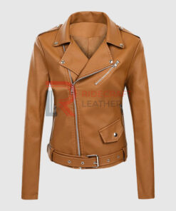 Women Light Brown Biker Jacket