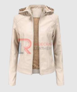 Women Light Pink Hooded Jacket