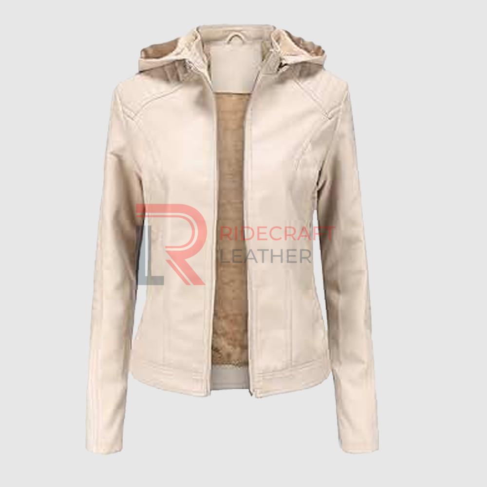 Women Light Pink Hooded Jacket