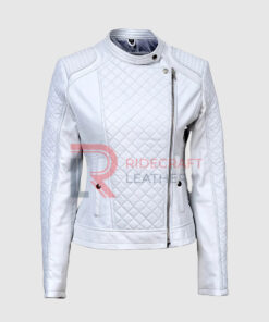 Women White Quilted Jacket