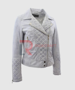Women White Quilted Jacket