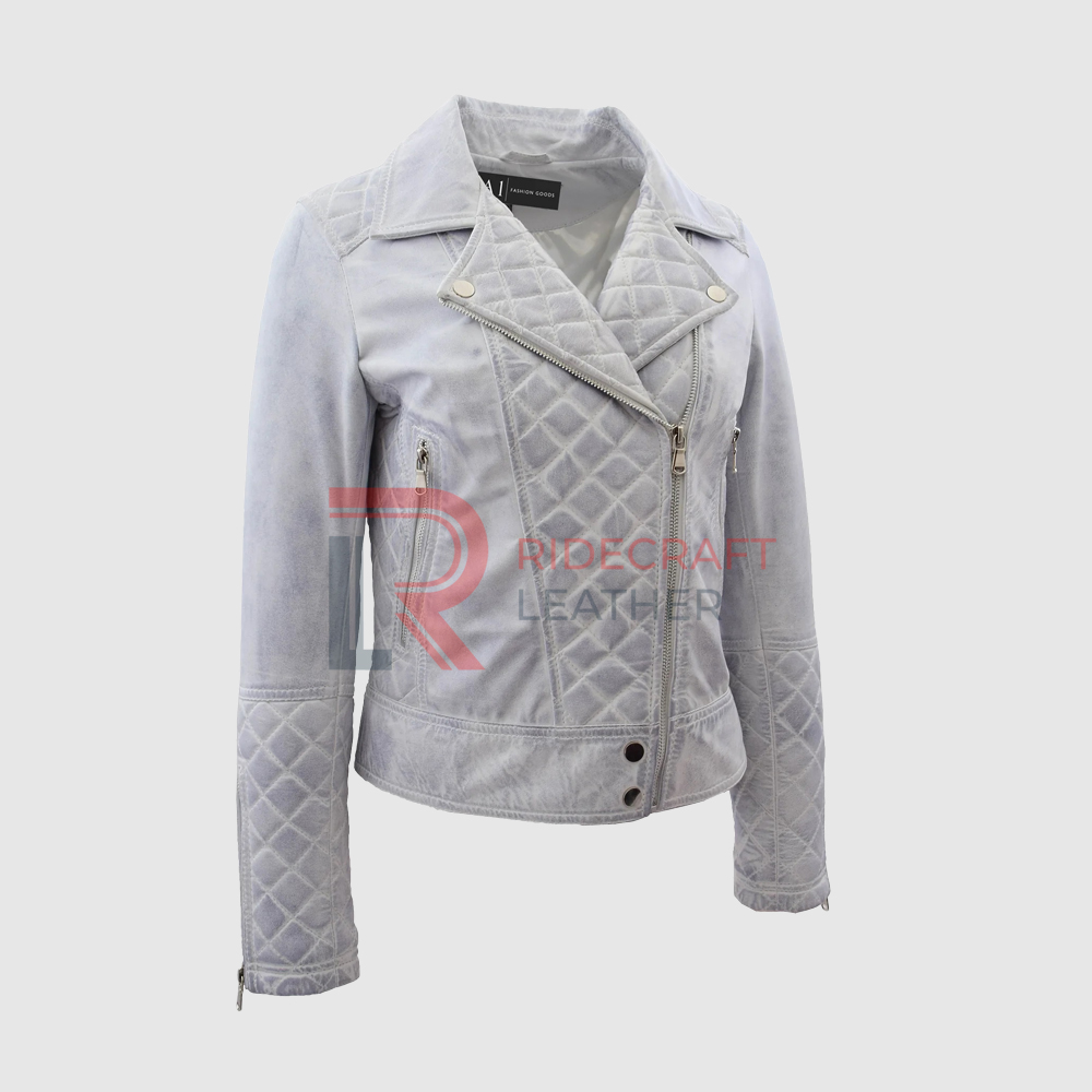 Women White Quilted Jacket